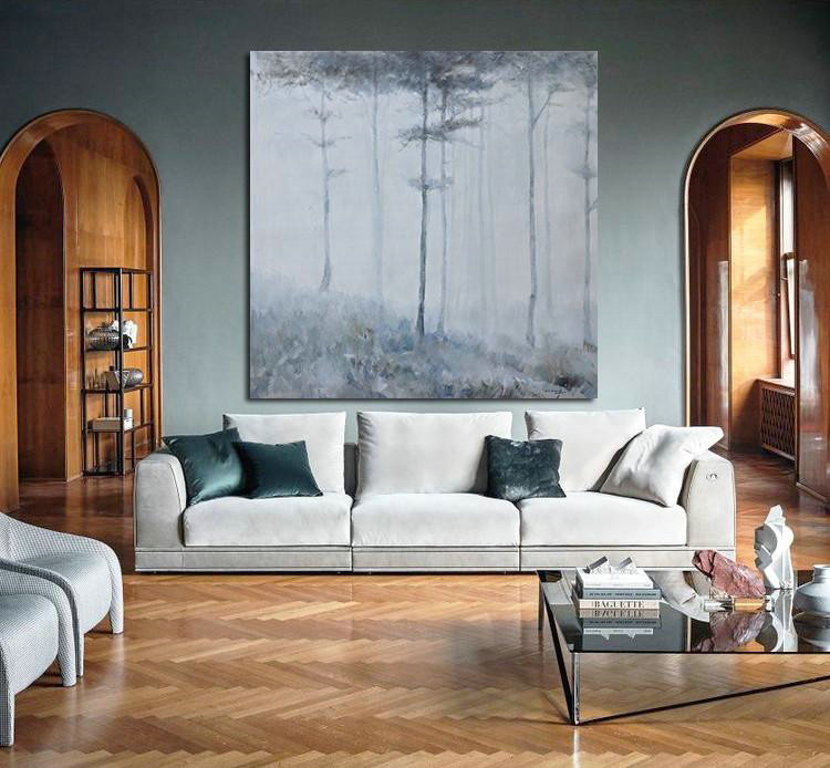 Abstract Painting Extra Large Canvas Art,Oversized Abstract Landscape Oil Painting,Large Colorful Wall Art,White,Gray,Black.etc